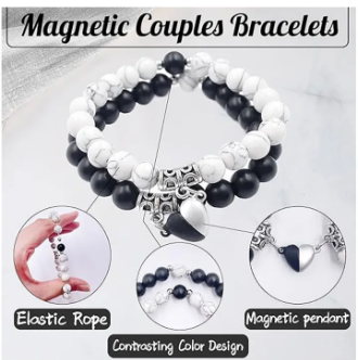 Silicone & Magnetic Alloy Heart and Astronaut Couple Bracelet Set for Him and Her – All Season Romantic Gift for Girlfriend and Boyfriend
