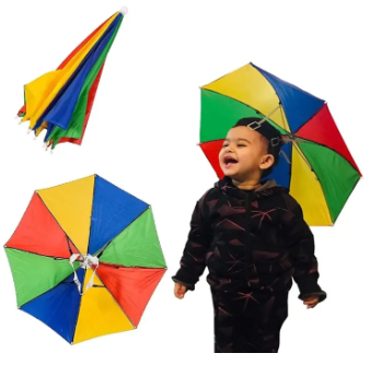 Head Umbrella Hat, Hands-Free for Kids & Adults, Clear Protection for Rain & Sun